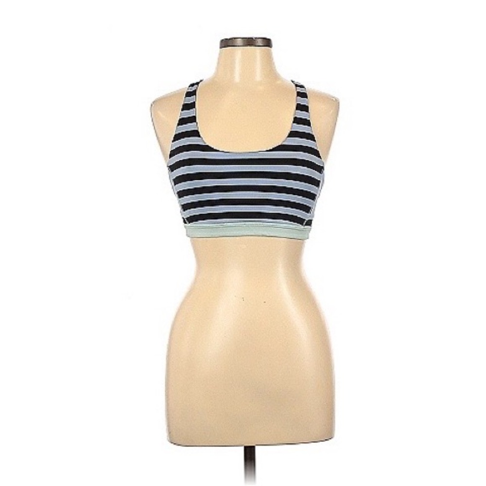 Lululemon Athletica Size 10 Sports Bra Striped Purple/Blue/Black EUC